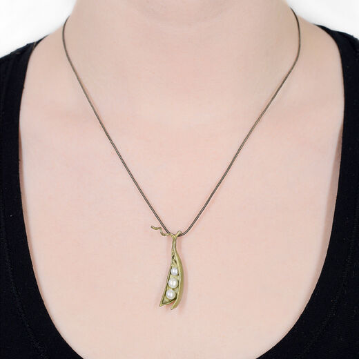 Three pearl pea pod pendant necklace by Michael Michaud